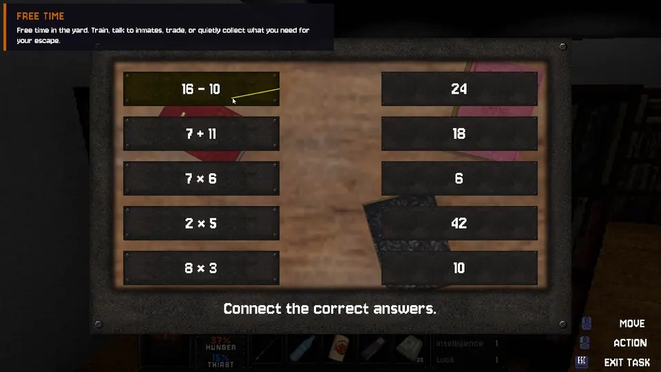 The Yard: Escape from Prison: Math puzzle mini-game in the prison