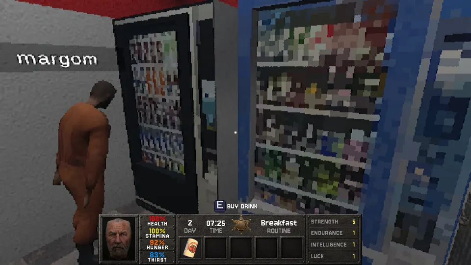 The Yard: Escape from Prison: Inmate buying a drink from a vending machine