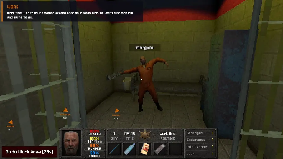 The Yard: Escape from Prison: Inmate in a prison cell